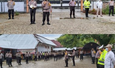 Kapolres Rohul Pimpin Apel Pengamanan Penetapan Bapaslon Bupati dan Wakil Bupati