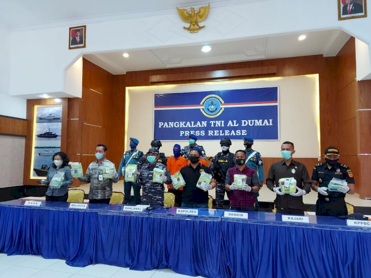 Lanal Dumai Gagalkan Penyelundupan Sabu 10.751 Gram Asal Malaysia