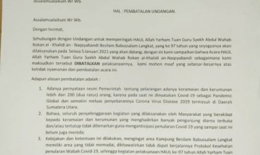 Undangan Peringatan Haul Tuan Guru Syekh Abdul Wahab Rokan al-Khalidi Rokan Batal
