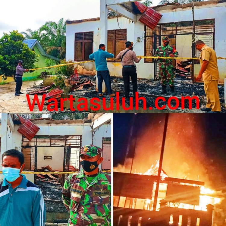 Kantor Desa Sungai Salak Terbakar, Damkar Dibantu TNI Polri Padamkan Api