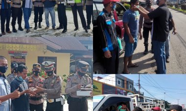 Surprise Kapolsek UBA di HPN 2021, Turun ke Jalan Bagi-bagi Masker