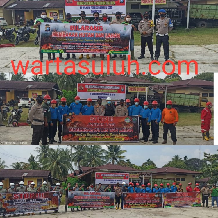 Polsek Rokan IV Koto Gelar Apel Kesiapsiagaan Pencegahan dan Penanganan Karhutla