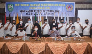 Buka MUSORKABLUB KONI Siak, Bupati Alfedri Bangga Anak Siak Ikut PON