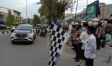 Bupati Siak Lepas Pasukan Pendistribusian Bansos Serentak TNI-Polri di Kecamatan Tualang