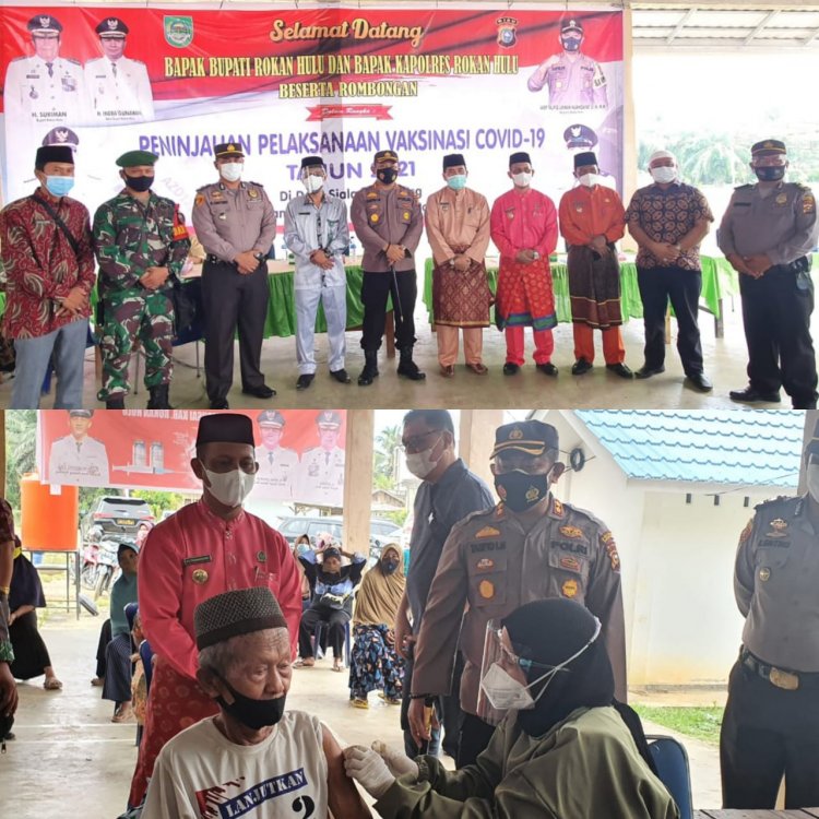 Kapolres Rohul Bersama Bupati Tinjau Vaksinisasi di Desa Sialang Rindang