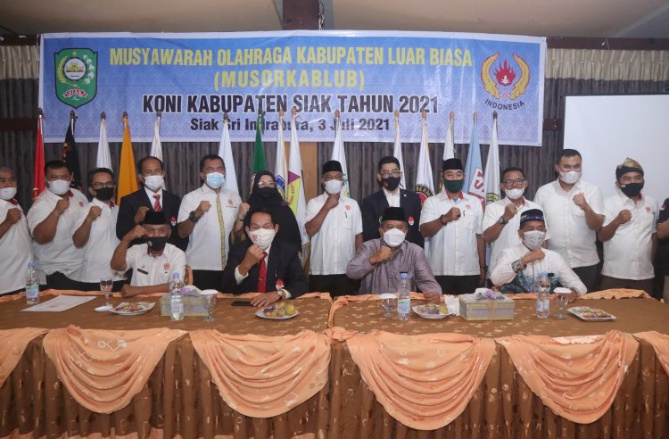 Buka MUSORKABLUB KONI Siak, Bupati Alfedri Bangga Anak Siak Ikut PON
