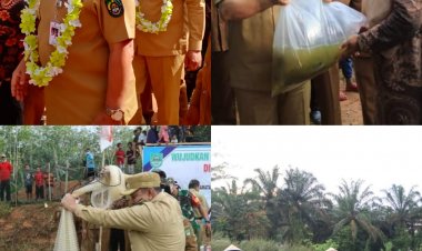 Bupati dan Wabup Rohul Panen Ikan Perdana di Desa Suligi