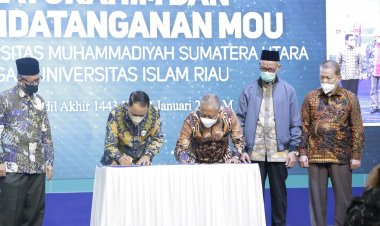 Wujudkan Perguruan Tinggi Bereputasi Internasional, UIR dan UMSU Tandatangani MoU