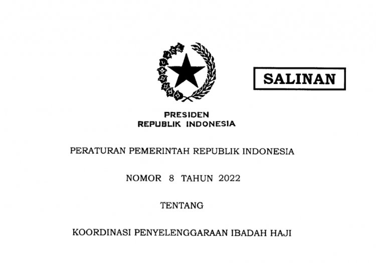 Presiden Jokowi Tandatangani PP 8/2022 tentang Koordinasi Penyelenggaraan Ibadah Haji