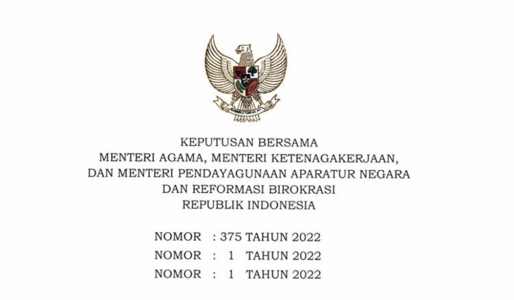 Berikut SKB 3 Menteri Perubahan Hari Libur Nasional dan Cuti Bersama Tahun 2022