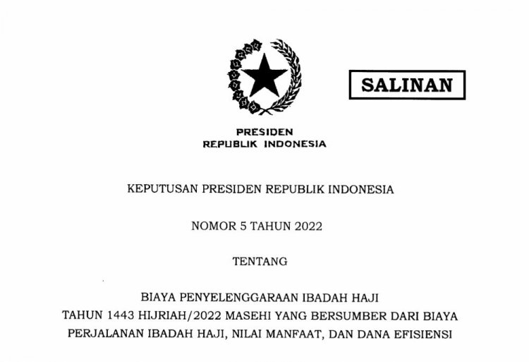 Pemerintah Terbitkan Keppres Biaya Penyelenggaraan Ibadah Haji 1443 H