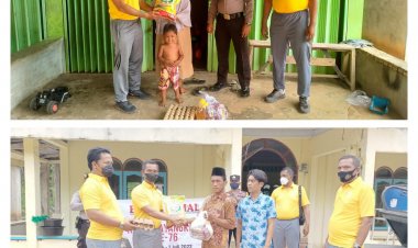 Peringati HUT Bhayangkara ke-76, Kapolsek Rambah Samo Salurkan Bansos Untuk Warga
