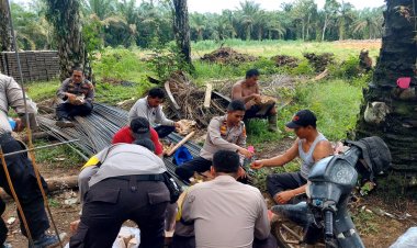 Polsek Rambah Hilir Goro Bersama Warga di Pesantren Wahid Ibnu Hasyim PCNU