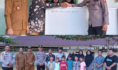 Kapolsek Tambusai Salurkan Bantuan ke SD Suka Damai 