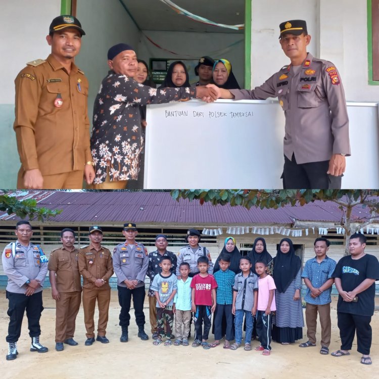 Kapolsek Tambusai Salurkan Bantuan ke SD Suka Damai