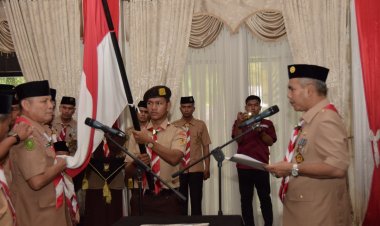 Lantik Pengurus Kwarcab Kampar, Kamsol Ajak Pramuka Jaga Adat Istiadat