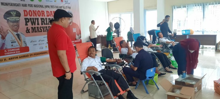 Donor Darah PWI Riau Sempena HPN 2023 Lampaui Target