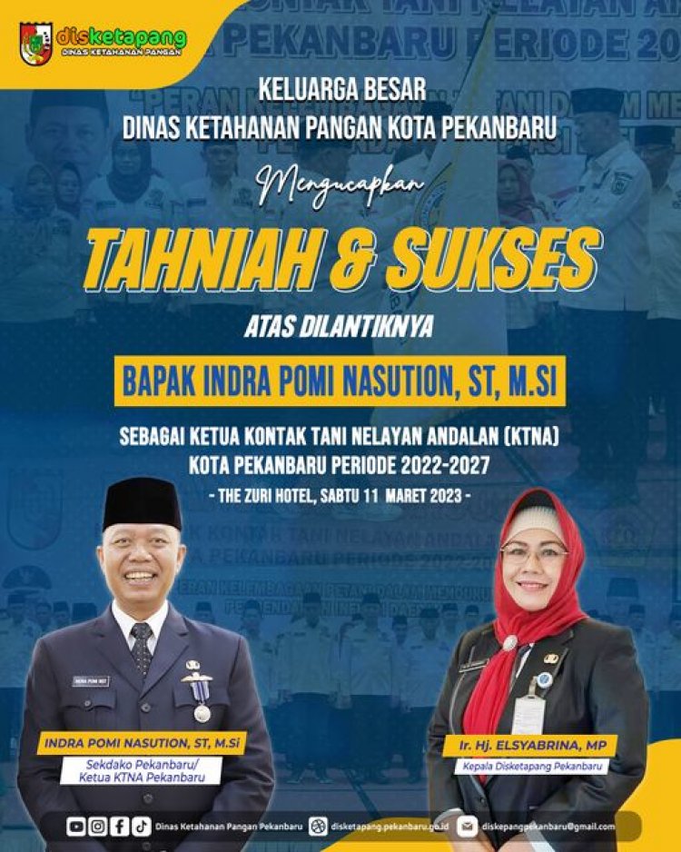 Indra Pomi Dilantik Sebagai Ketua KTNA Pekanbaru, Disketapang Optimis Bisa Bersinergi Kembangkan Program