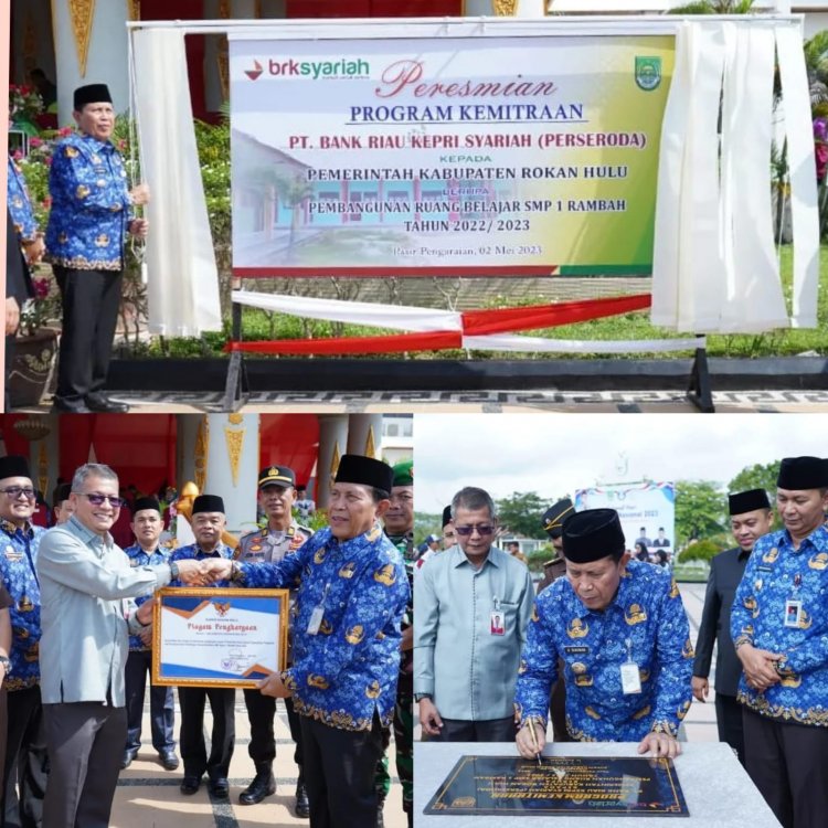 Bupati Sukiman Resmikan RKB SMPN 1 Rambah yang Dibangun BRK Syariah Pasir Pengaraian