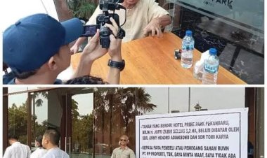 Pengusaha Jufri Zubir Gembok Hotel Prime Park Pekanbaru, dan Pasangi Spanduk Besar