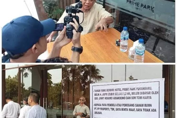 Pengusaha Jufri Zubir Gembok Hotel Prime Park Pekanbaru, dan Pasangi Spanduk Besar