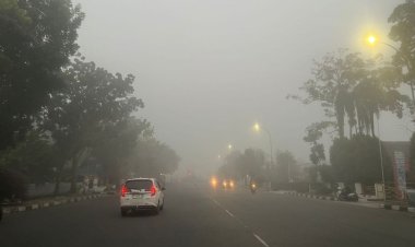Diselimuti Campuran Kabut Asap dan Air, Jarak Pandang di Pekanbaru Hanya 420 Meter Pagi Tadi, Ini Penampakannya