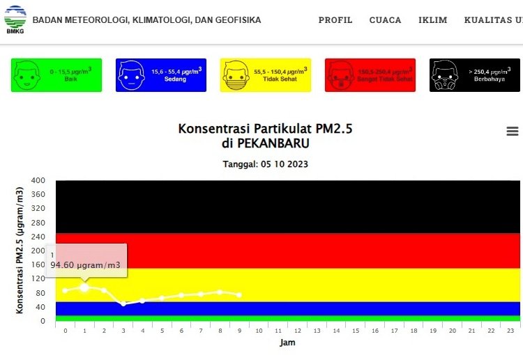 Kualitas Udara Pekanbaru Masih Tidak Sehat, BMKG Rilis Potensi Hujan Lebat Disertai Petir dan Angin Kencang, Simak Daerahnya