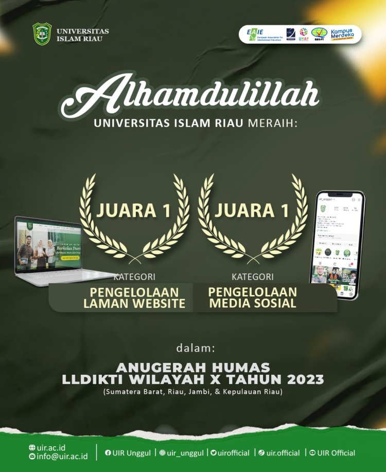 UIR Sabet Dua Kategori Juara Sekaligus dalam Anugerah Humas LLDIKTI X 2023