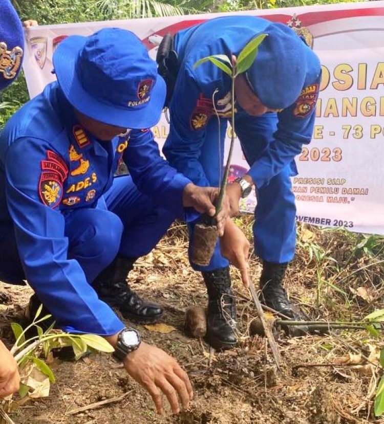 Cegah Abrasi, Polairud Polres Pelalawan Tanam Mangrove di Pesisir Pantai Teluk Meranti