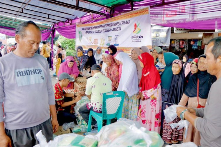 Pj Bupati Kampar Tinjau Pasar Murah Disperindagkop UKM Provinsi Riau di Pasar Kuok