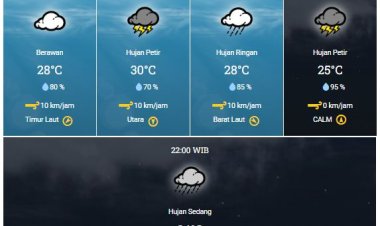 Prakiraan Cuaca BMKG untuk Wilayah Riau, Hujan Lebat Disertai Petir dan Angin Kencang Masih Berpotensi Hari Ini, Simak Daerahnya