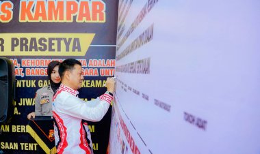 Tandatangani Deklarasi Pemilu Damai Berlalu Lintas, Pj Bupati Kampar Dukung Pemilu Damai 2024