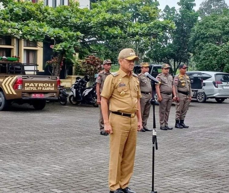 Pimpin Apel Pagi di Mako Satpol PP, Pj Bupati Kampar Minta Seluruh Personil Siap Siaga Tegakkan Perda