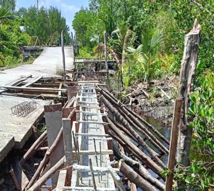 Antisipasi Banjir di Desa Mengkirau Kepulauan Meranti, Dinas PUPR PKPP Riau Bangun Tanggul 54 Meter
