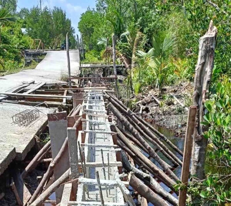 Antisipasi Banjir di Desa Mengkirau Kepulauan Meranti, Dinas PUPR PKPP Riau Bangun Tanggul 54 Meter 