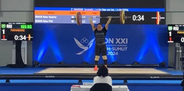 PON XXI Aceh-Sumut 2024, Maharani Lifter Putri Riau Raih Medali Perak di Kelas 67 Kg