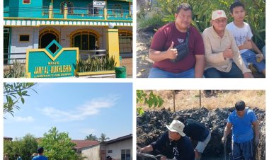 Warga Jalan Rambutan Dumai Goro Sambut  Idul Adha di Masjid Al Mukhlisin