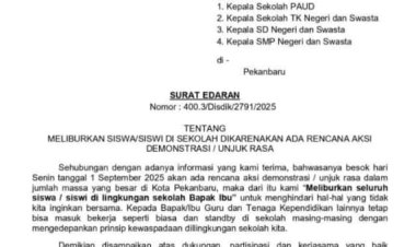 Walikota Pekanbaru Liburkan Siswa Besok, Ini Bantahan Pemko Pekanbaru