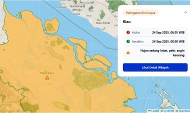 Prakiraan Cuaca Riau 24 September 2025, BMKG Prediksi Sebagian Besar Wilayah Berpotensi Hujan Ringan hingga Lebat