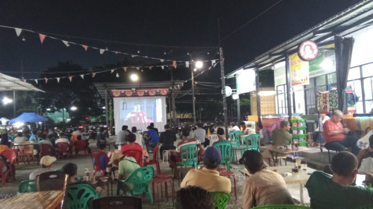 Nobar Seru Indonesia vs Lebanon di Kuliner Jaya Mukti Dumai, Dongkrak UMKM Lokal
