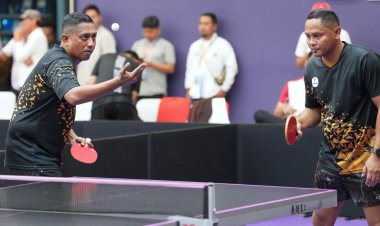 Pornas Korpri XVII Tahun 2025, Tim Tenis Meja Beregu Putra dan Putri Kemenpora Raih Hasil Positif di Babak Penyisihan