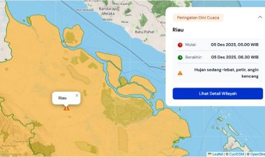 Prakiraan Cuaca Riau 5 Desember 2025, BMKG Minta Waspadai Hujan Lebat Disertai Petir dan Angin Kencang di Wilayah Ini