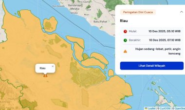 Prakiraan Cuaca Riau 10 Desember 2025, BMKG Minta Waspadai Hujan Lebat Disertai Petir dan Angin Kencang