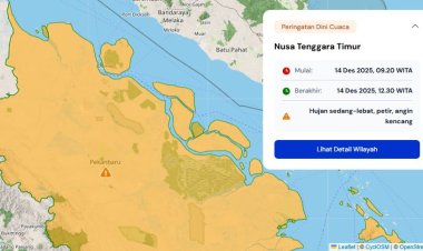 Prakiraan Cuaca Riau 14 Desember 2025, BMKG Minta Waspadai Hujan Lebat Disertai Petir dan Angin Kencang