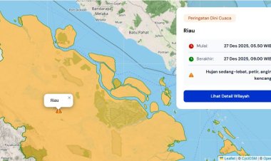 Prakiraan Cuaca Riau 27 Desember 2025, BMKG Terbitkan Peringatan Dini Waspada Hujan Lebat Disertai Petir dan Angin Kencang