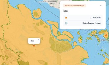 Prakiraan Cuaca Riau 7 Januari 2026, BMKG Minta Masyarakat Waspada Hujan Lebat Disertai Petir dan Angin Kencang