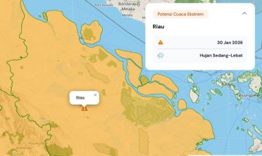 Prakiraan Cuaca Riau 30 Januari 2026, BMKG Ungkap Hujan Intensitas Ringan hingga Sedang pada Sore hingga Malam