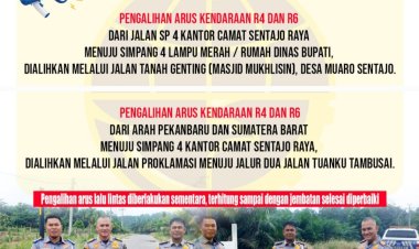 Dishub Kuansing Alihkan Arus Lalin di Kawasan Jembatan Sungai Lintang Sentajo Raya