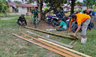 Dari Papan Kecil untuk Lantai Dapur, TMMD ke-127 Kodim 0301/Pekanbaru Bangun Harapan di Kelurahan Tuah Negeri