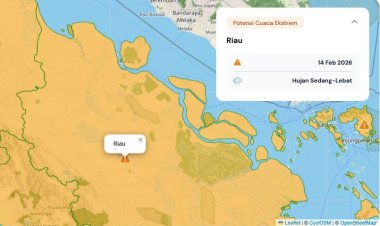 Prakiraan Cuaca Riau 14 Februari 2026, BMKG Minta Masyarakat Waspada Hujan Lebat Disertai Petir dan Angin Kencang Hari Ini